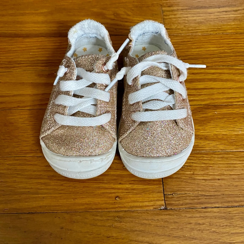 Rose Gold Glitter Girls Sneakers